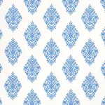 Schumacher 70225 Zinda Embroidery Blue On Ivory fabric swatch