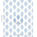Schumacher 70225 Zinda Embroidery Blue On Ivory fabric swatch