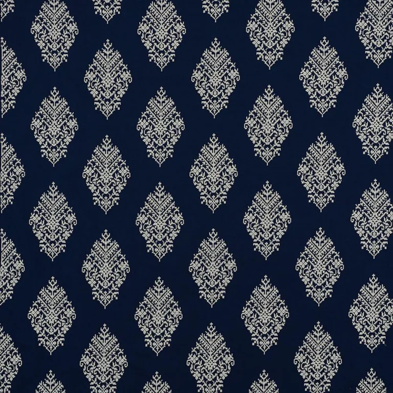 Schumacher 70222 Zinda Embroidery Navy fabric swatch