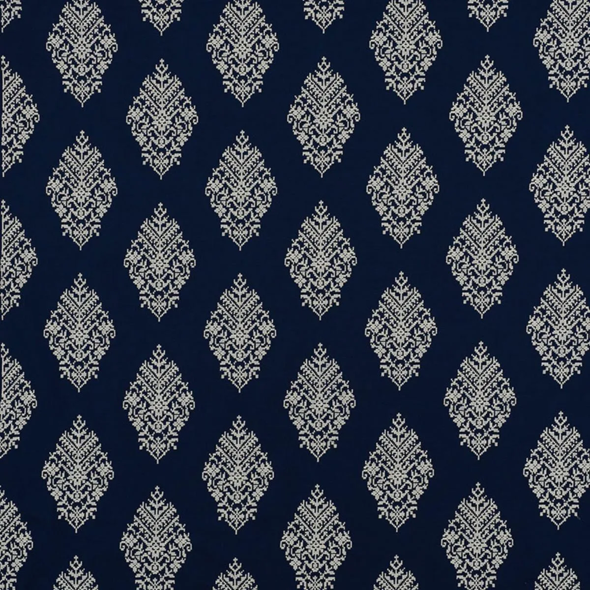Schumacher 70222 Zinda Embroidery Navy fabric swatch