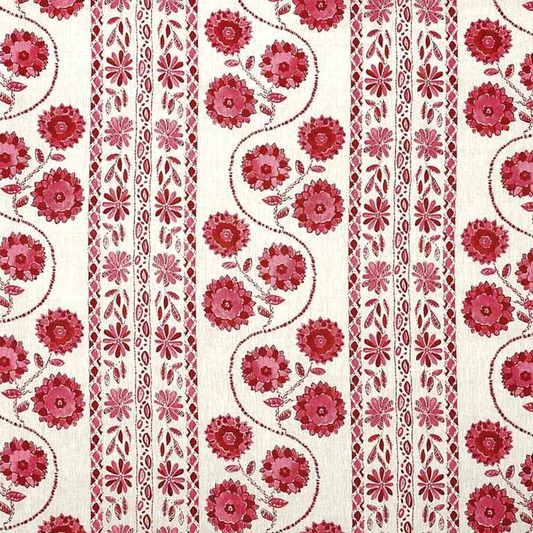 Schumacher 179341 Zinnia Handmade Print Pink fabric swatch