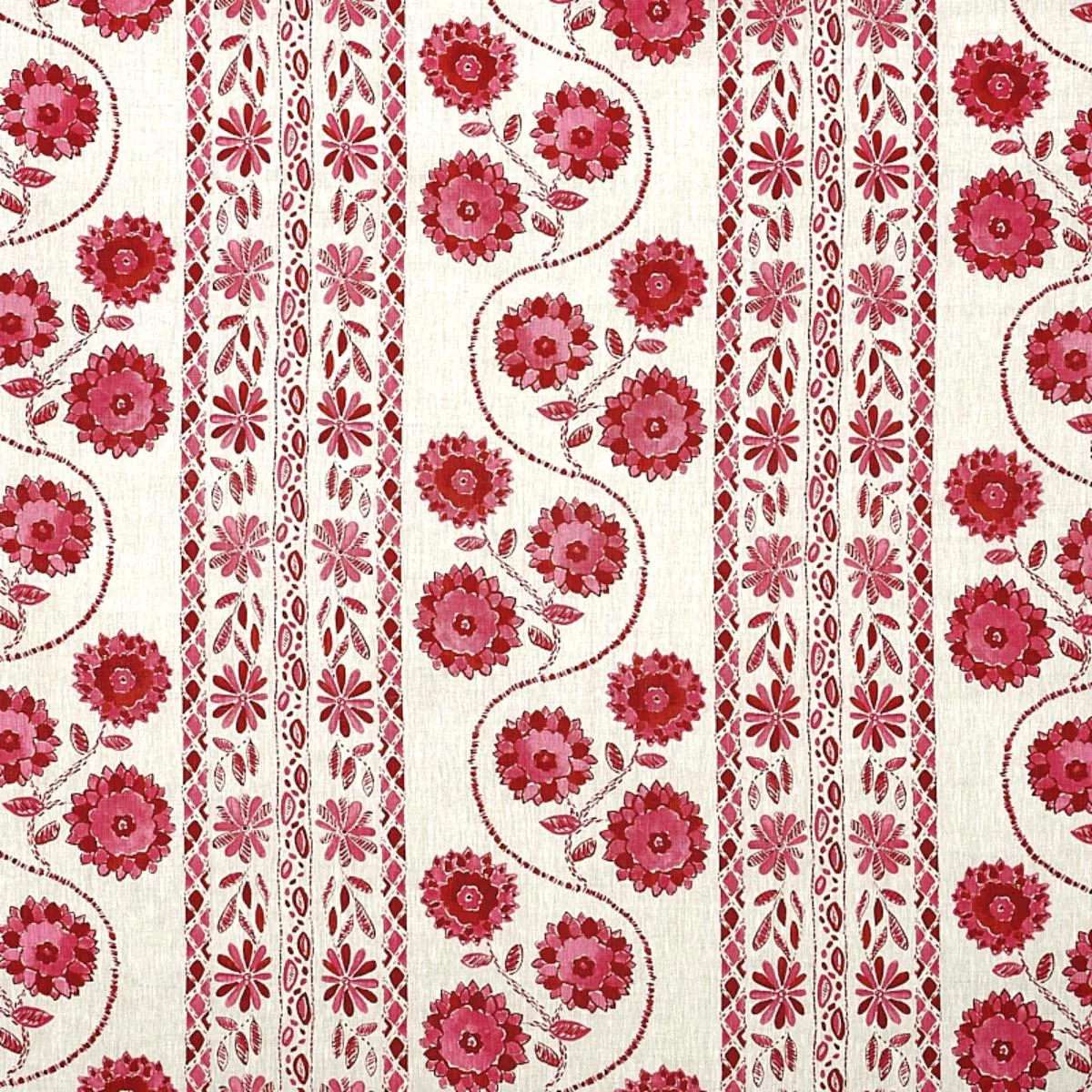 Schumacher 179341 Zinnia Handmade Print Pink fabric swatch