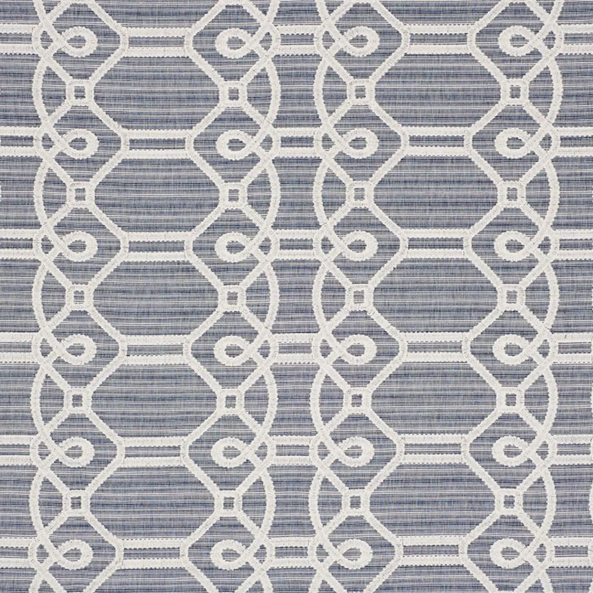 Schumacher 71930 Ziz Embroidery Blue fabric swatch