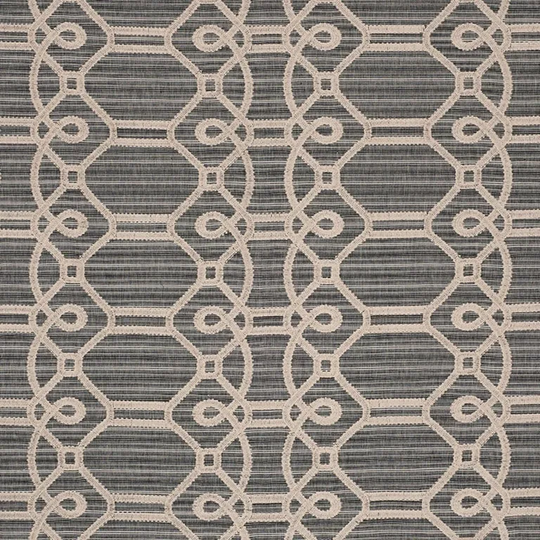Schumacher 71931 Ziz Embroidery Coal fabric swatch