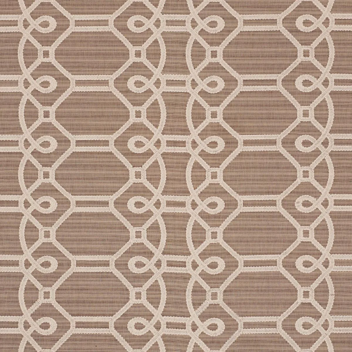Schumacher 71932 Ziz Embroidery Mocha fabric swatch