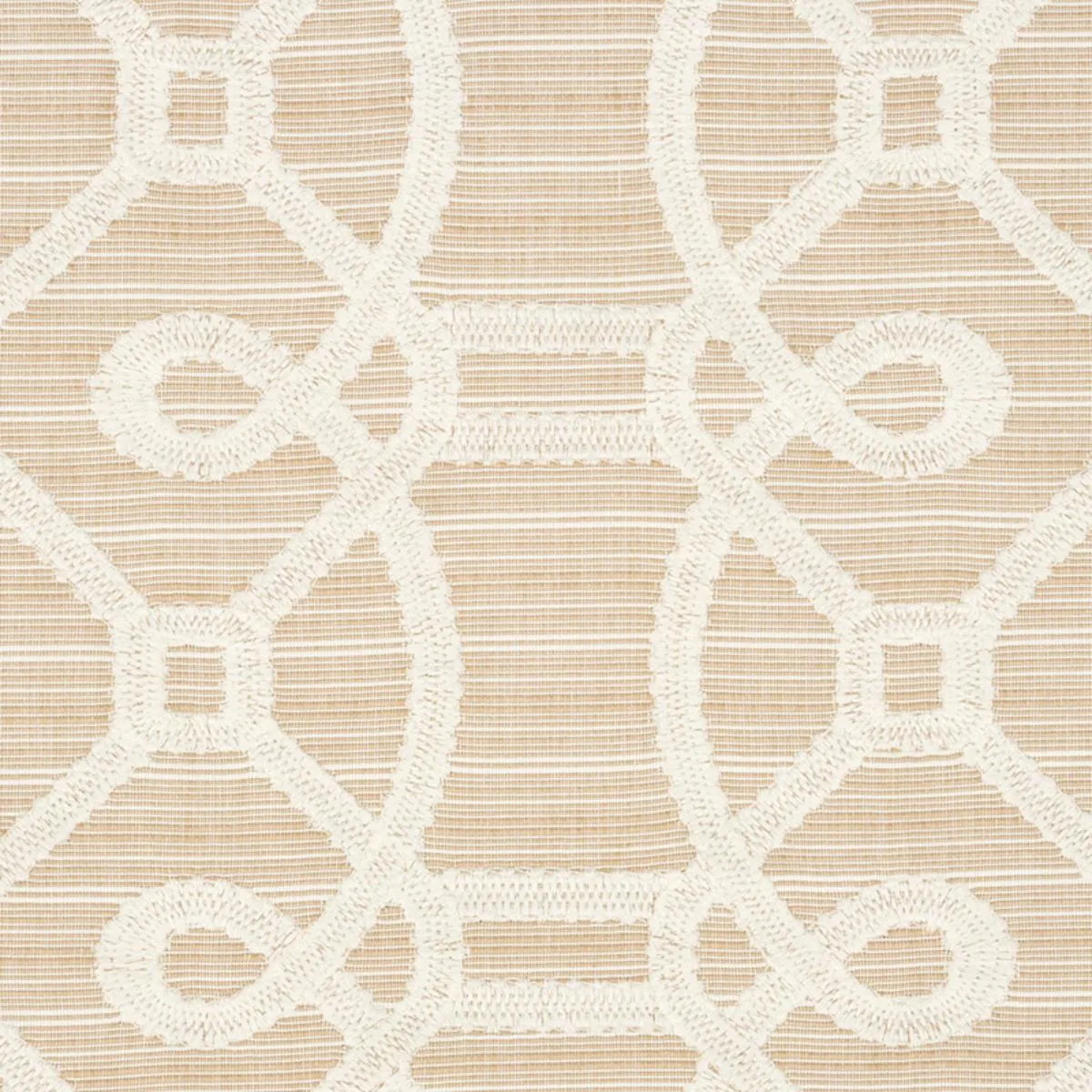 Schumacher 71934 Ziz Embroidery Natural fabric swatch