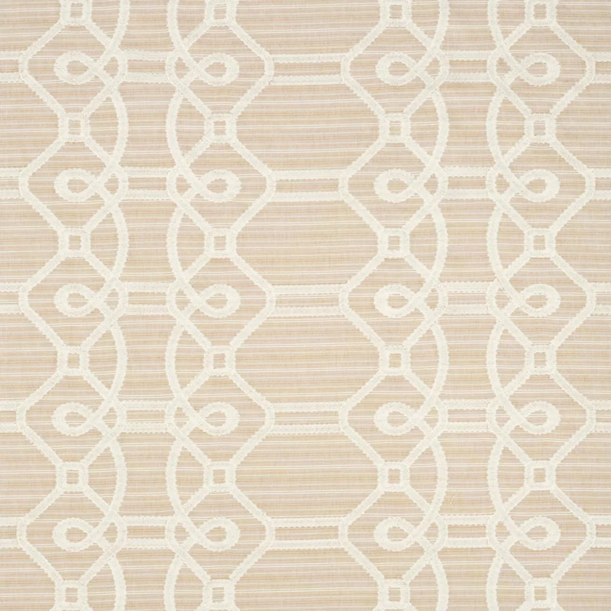 Schumacher 71934 Ziz Embroidery Natural fabric swatch
