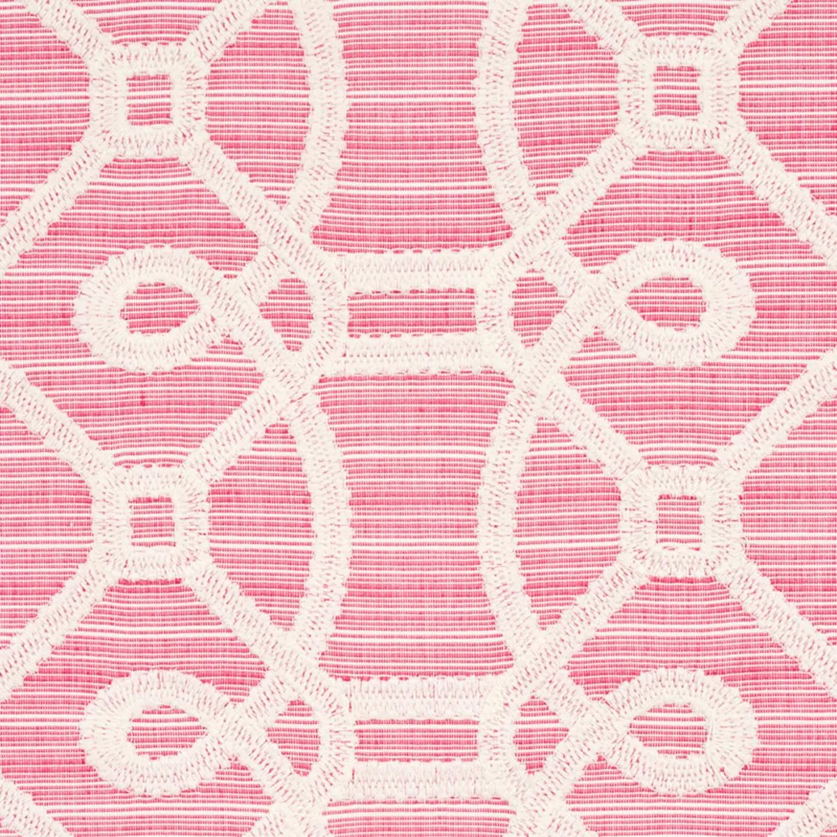 Schumacher 71935 Ziz Embroidery Pink fabric swatch