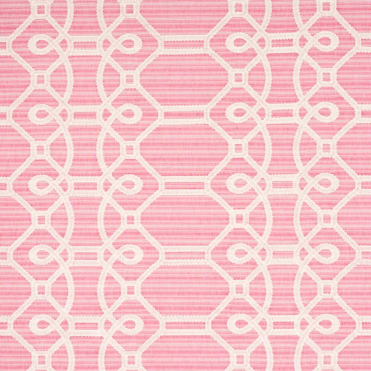 Schumacher 71935 Ziz Embroidery Pink fabric swatch