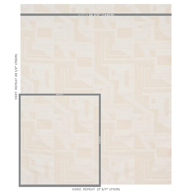 Schumacher 80580 Zsuzsa Ivory fabric swatch