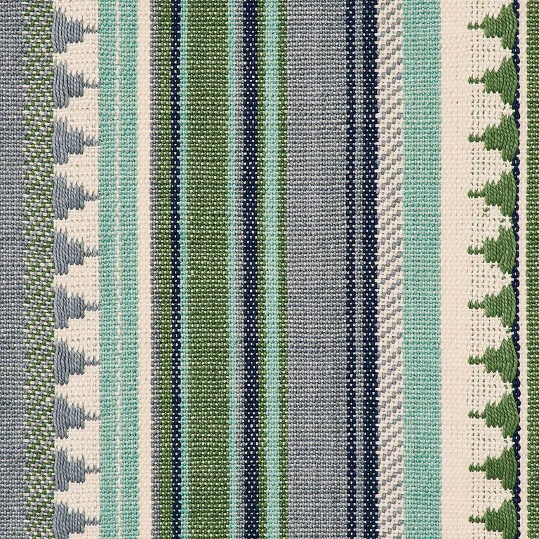 Schumacher 78733 Zuni Stripe Aqua fabric swatch