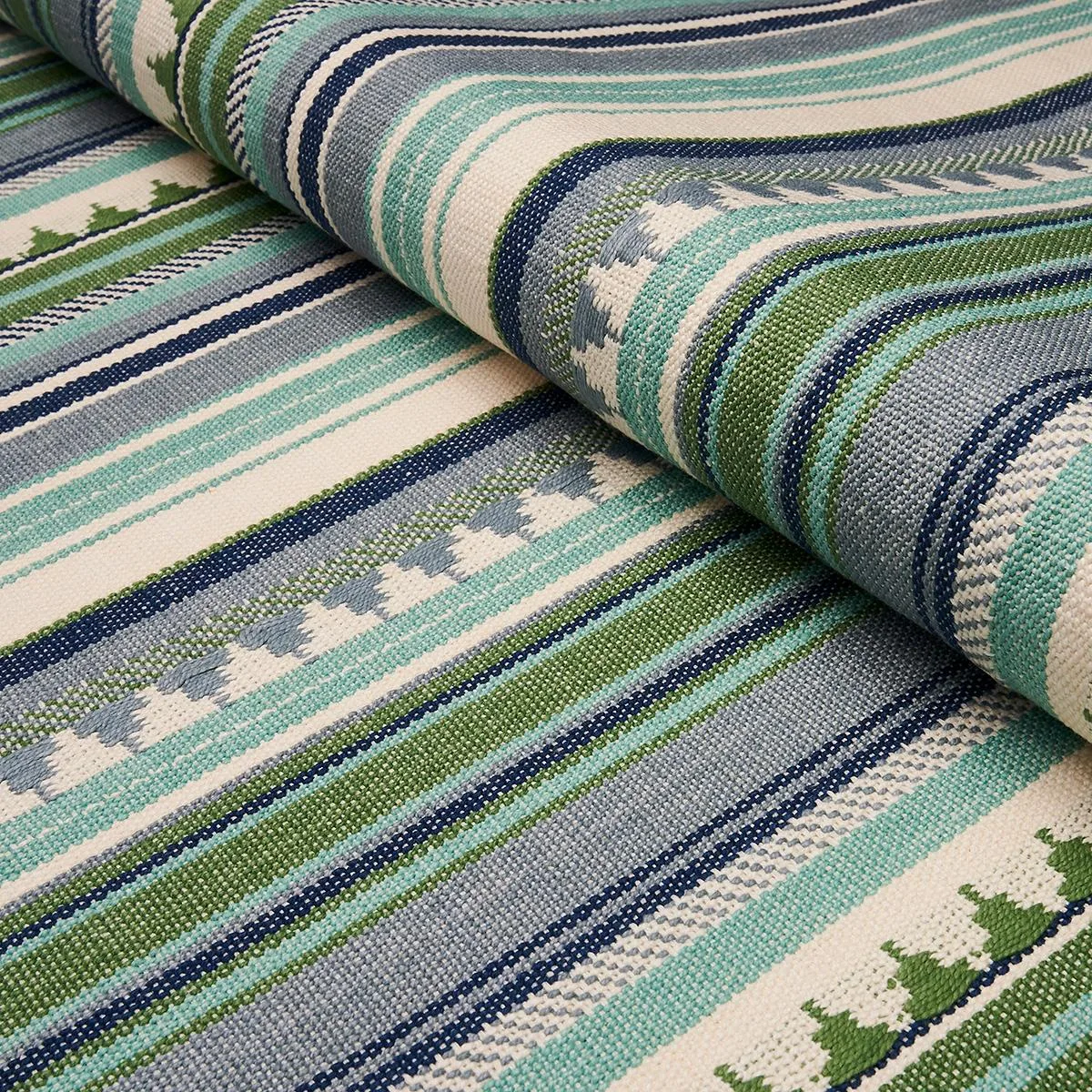 Schumacher 78733 Zuni Stripe Aqua fabric swatch