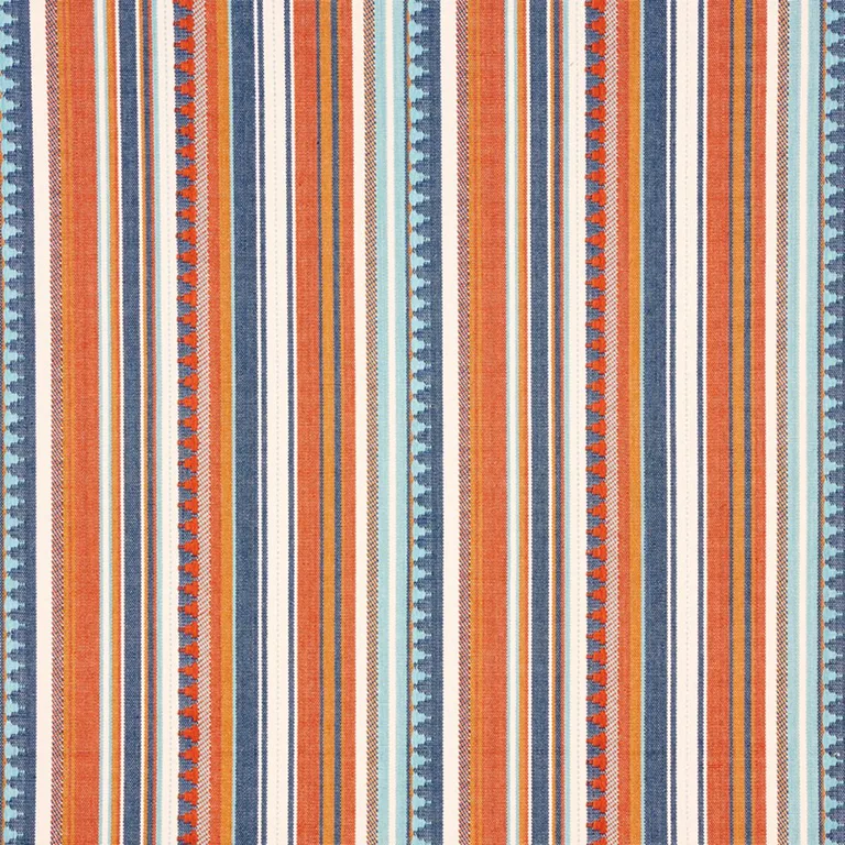 Schumacher 78730 Zuni Stripe Blue & Orange fabric swatch