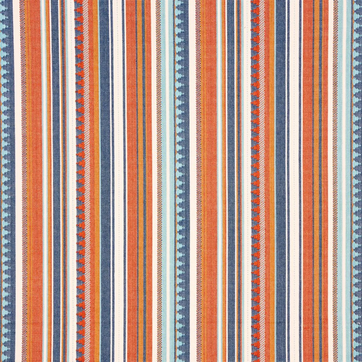 Schumacher 78730 Zuni Stripe Blue & Orange fabric swatch