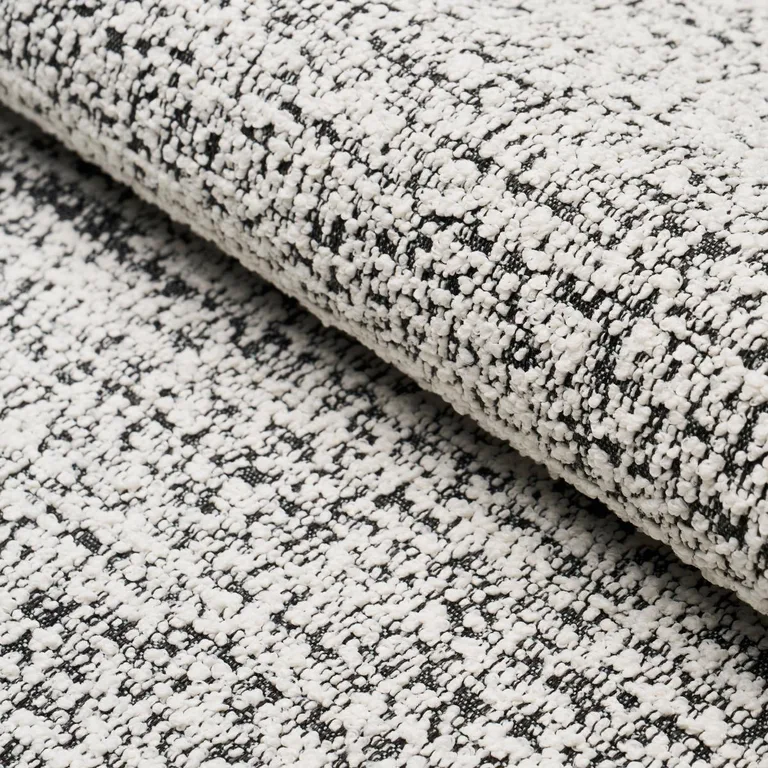 Schumacher 84203 Zuzu Indoor/Outdoor White On Black fabric swatch