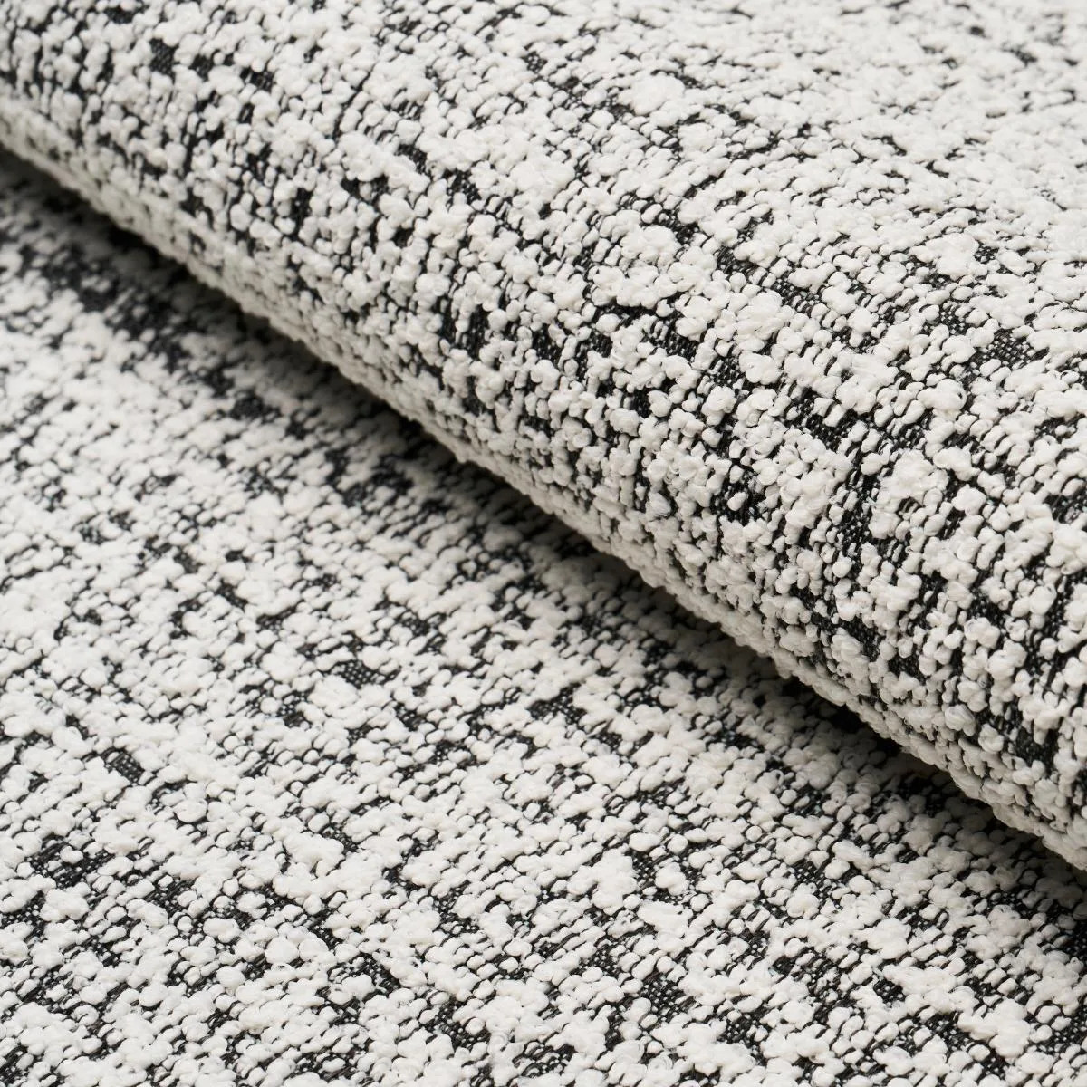 Schumacher 84203 Zuzu Indoor/Outdoor White On Black fabric swatch