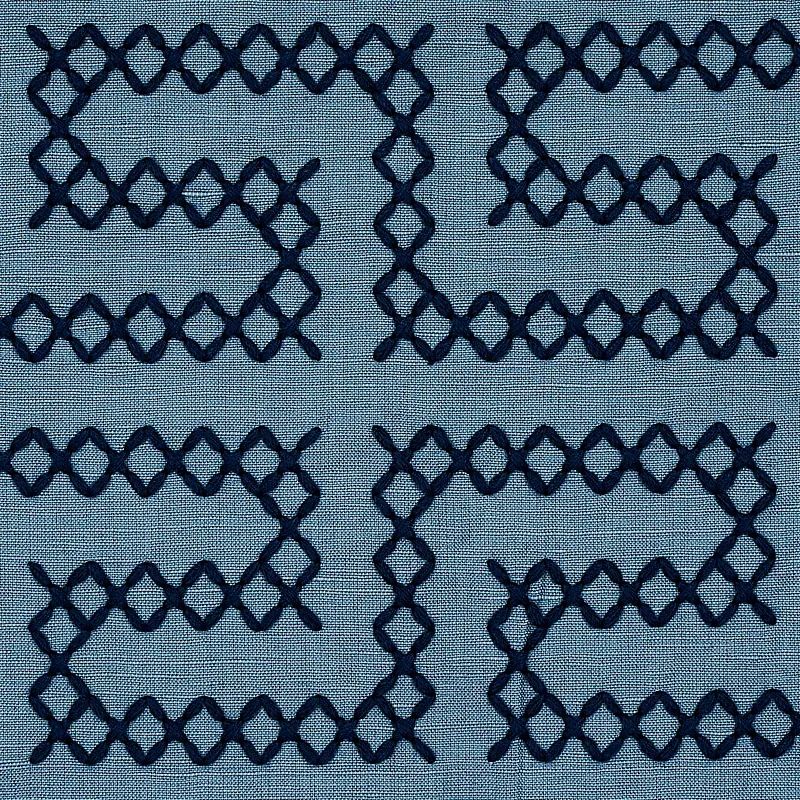 A MAZE EMBROIDERY fabric CADET color by Schumacher