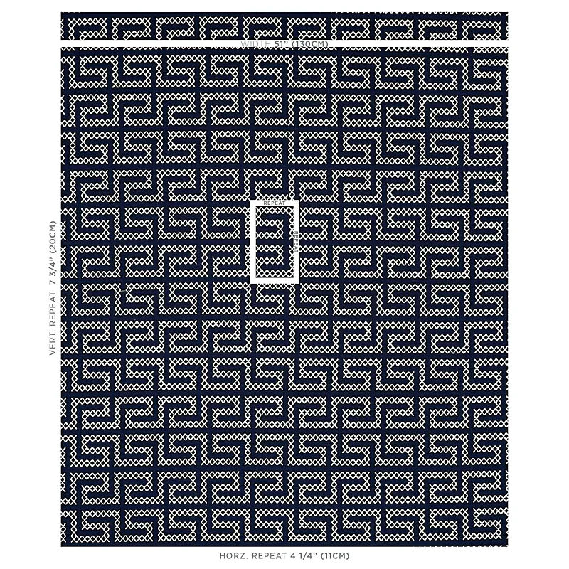 A MAZE EMBROIDERY Fabric – NAVY | Schumacher | Wallpaper Twi A MAZE EMBROIDERY fabric NAVY color by Schumacher