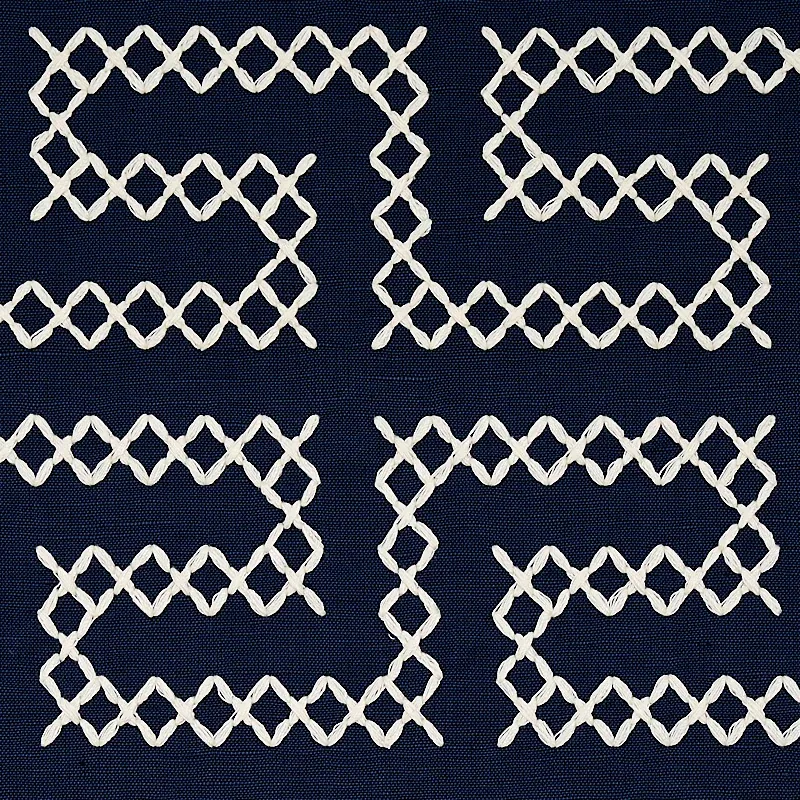 A MAZE EMBROIDERY Fabric – NAVY | Schumacher | Wallpaper Twi A MAZE EMBROIDERY fabric NAVY color by Schumacher