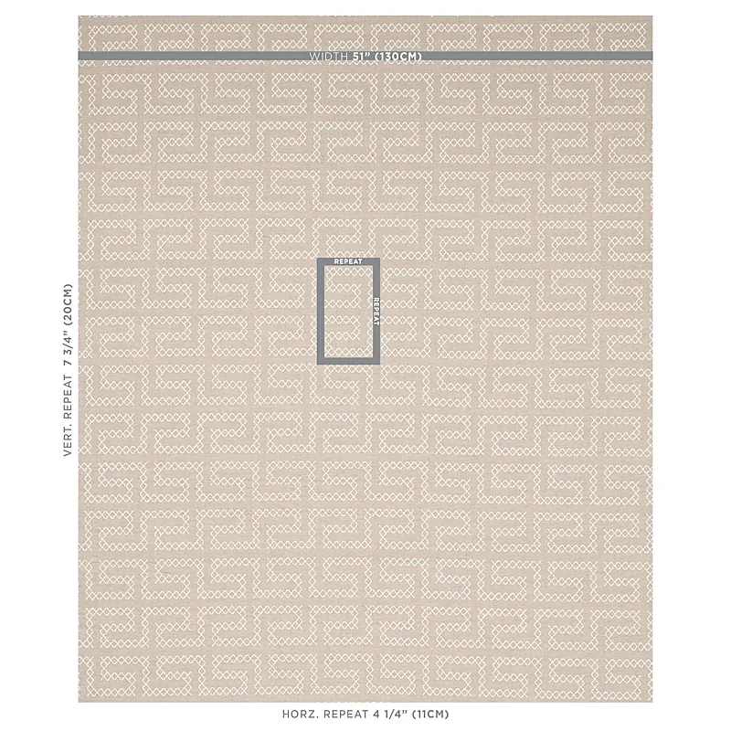 A MAZE EMBROIDERY fabric SAND color by Schumacher