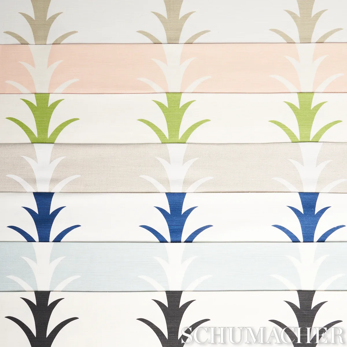ACANTHUS STRIPE fabric LEAF color by Schumacher