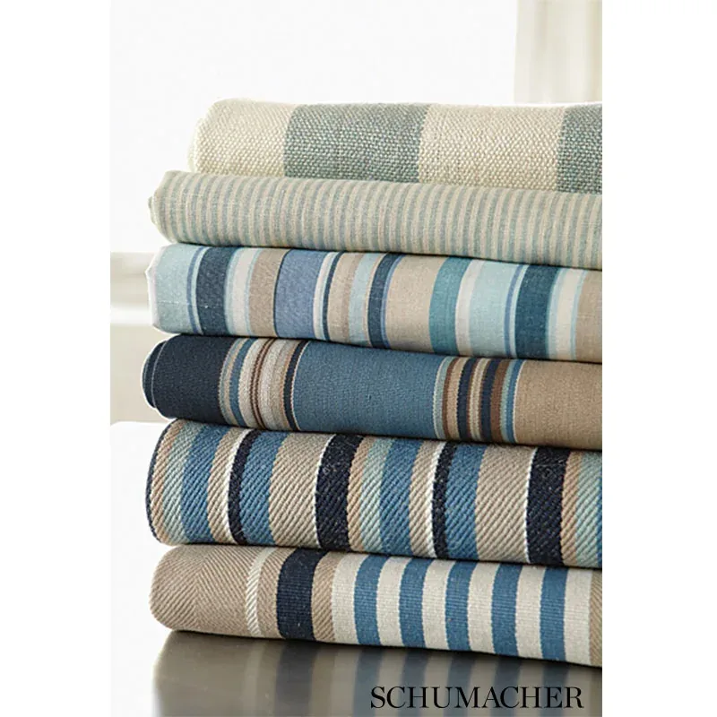 ADDISON COTTON STRIPE Fabric – INDIGO | Schumacher | Wallpap ADDISON COTTON STRIPE fabric INDIGO color by Schumacher