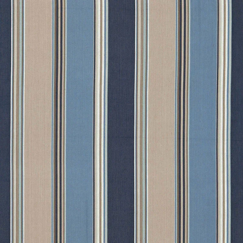 ADDISON COTTON STRIPE fabric INDIGO color by Schumacher
