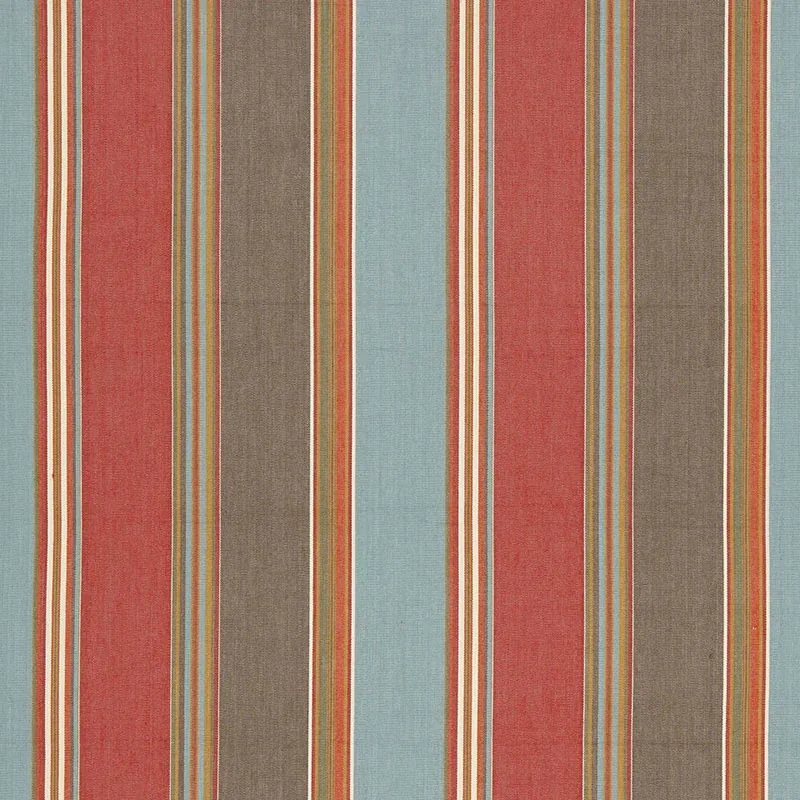ADDISON COTTON STRIPE fabric RED EARTH color by Schumacher