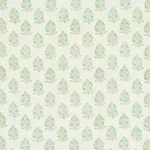 ADITI HAND BLOCKED PRINT fabric GREEN color by Schumacher