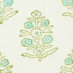 ADITI HAND BLOCKED PRINT fabric GREEN color by Schumacher