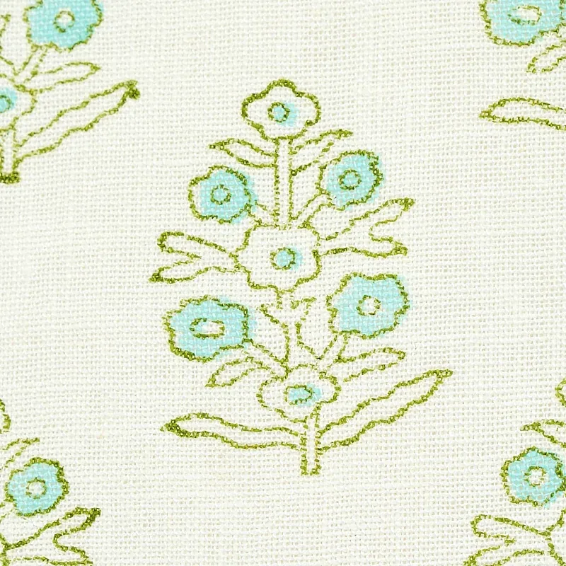 ADITI HAND BLOCKED PRINT fabric GREEN color by Schumacher