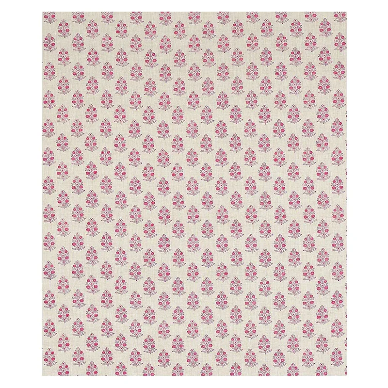 ADITI HAND BLOCKED PRINT fabric PINK color by Schumacher