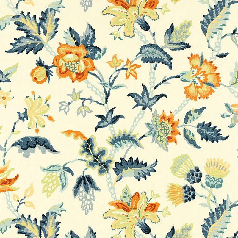 ALANA FLORAL VINE fabric APRICOT color by Schumacher