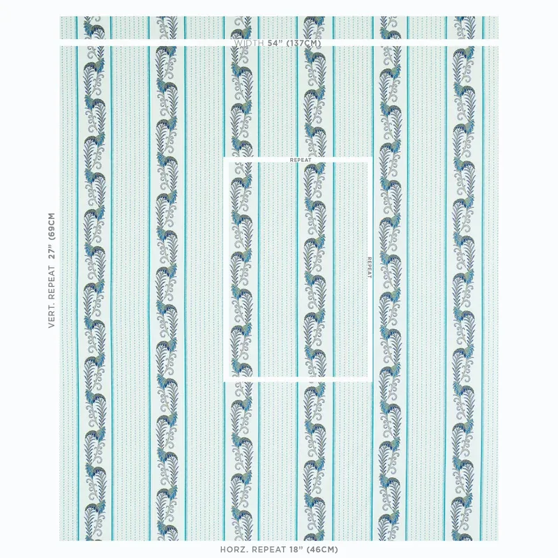 ALEKSY STRIPE fabric TEAL color by Schumacher