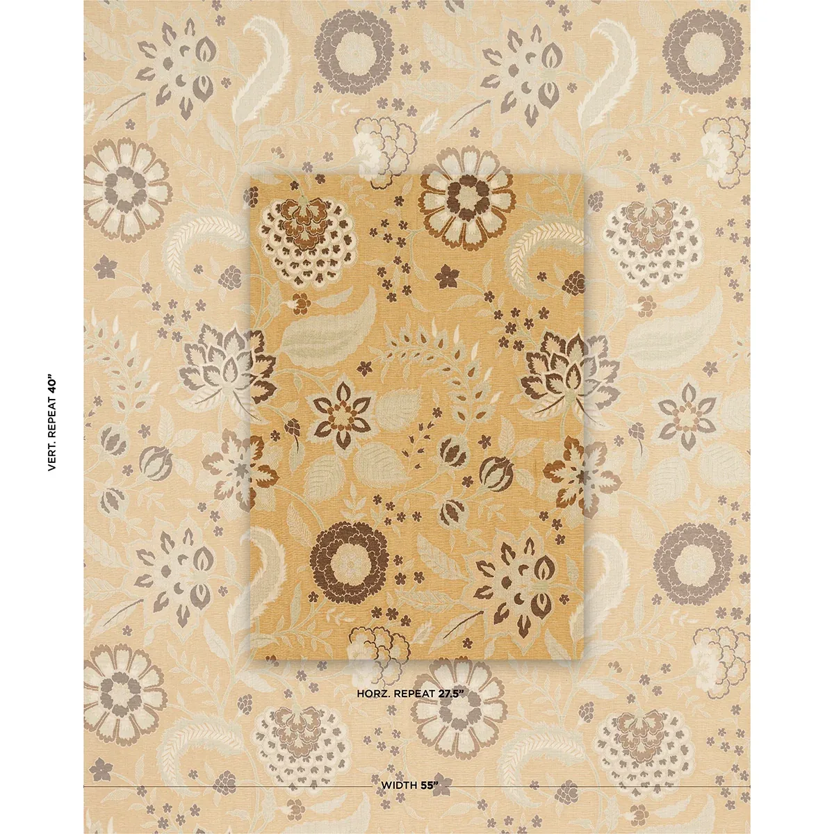 ALESSIA FLORAL fabric GOLD color by Schumacher