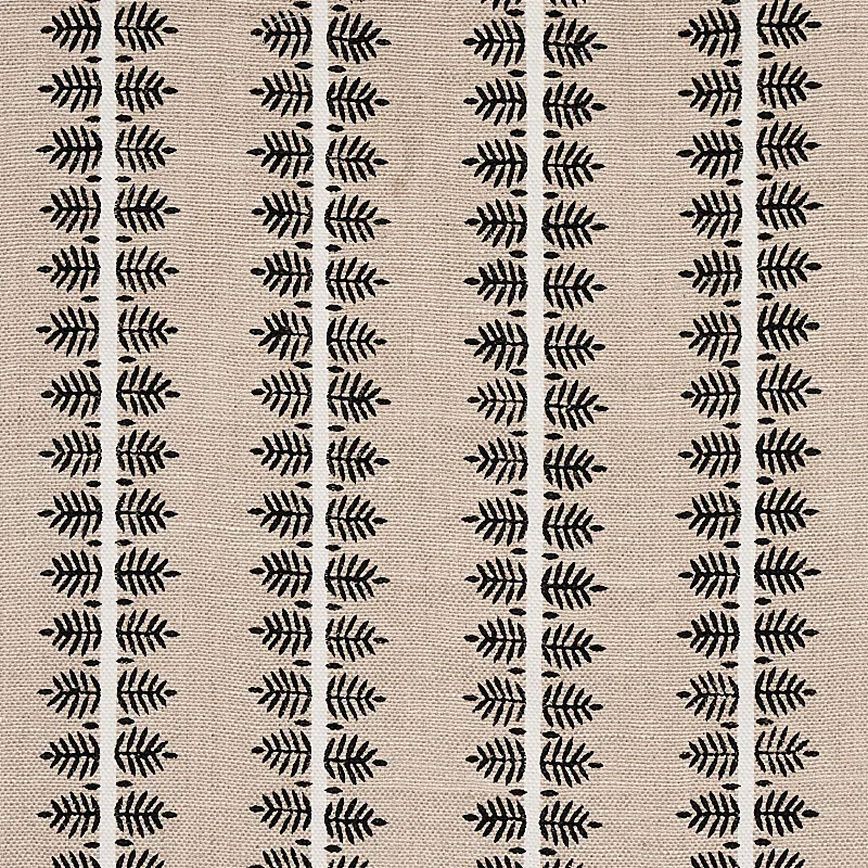 ALVA HAND BLOCK PRINT fabric BLACK color by Schumacher