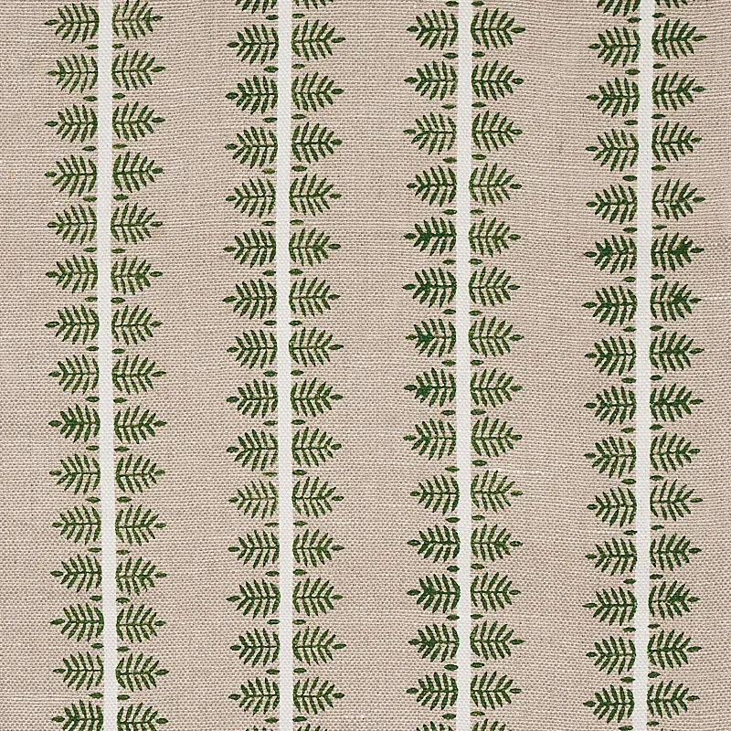 ALVA HAND BLOCK PRINT fabric GREEN color by Schumacher