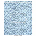 AMALIA MEDALLION HANDMADE PRINT Fabric – BLUE | Schumacher | AMALIA MEDALLION HANDMADE PRINT fabric BLUE color by Schumacher