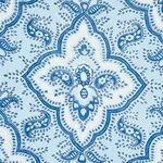 AMALIA MEDALLION HANDMADE PRINT Fabric – BLUE | Schumacher | AMALIA MEDALLION HANDMADE PRINT fabric BLUE color by Schumacher