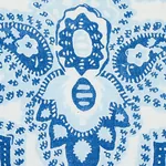 AMALIA MEDALLION HANDMADE PRINT Fabric – BLUE | Schumacher | AMALIA MEDALLION HANDMADE PRINT fabric BLUE color by Schumacher