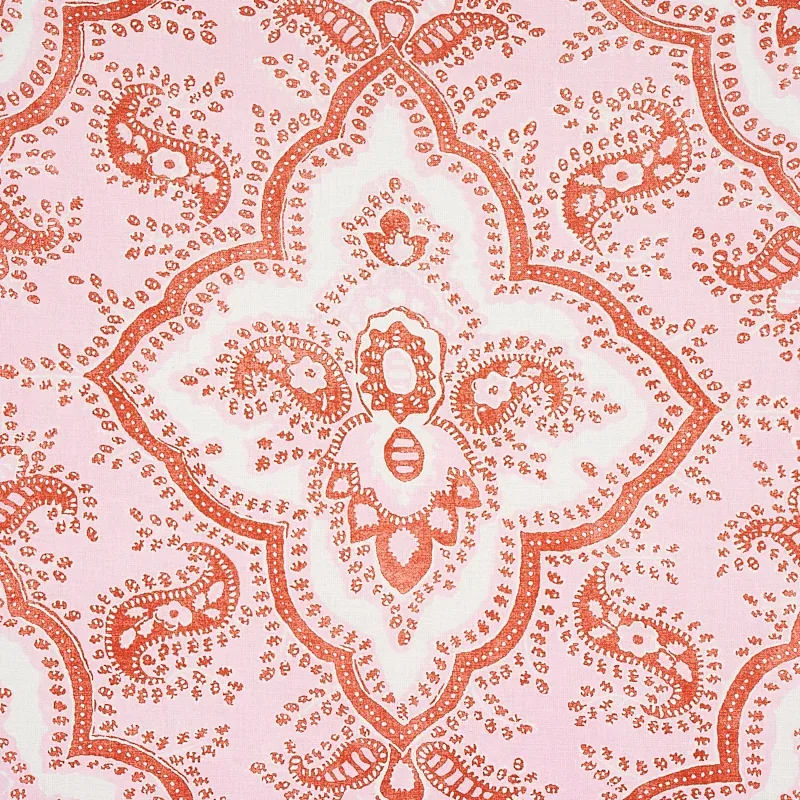 AMALIA MEDALLION HANDMADE PRINT Fabric – PINK | Schumacher | AMALIA MEDALLION HANDMADE PRINT fabric PINK color by Schumacher