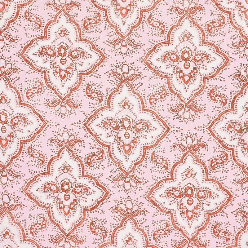 AMALIA MEDALLION HANDMADE PRINT fabric PINK color by Schumacher