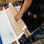 AMATES HAND WOVEN BROCADE fabric MOSTAZA color by Schumacher