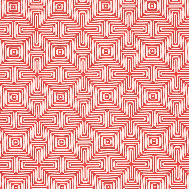 AMAZING MAZE INDOOR/OUTDOOR fabric CORAL color by Schumacher