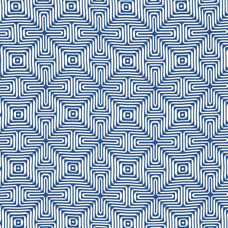 AMAZING MAZE INDOOR/OUTDOOR fabric OCEAN color by Schumacher