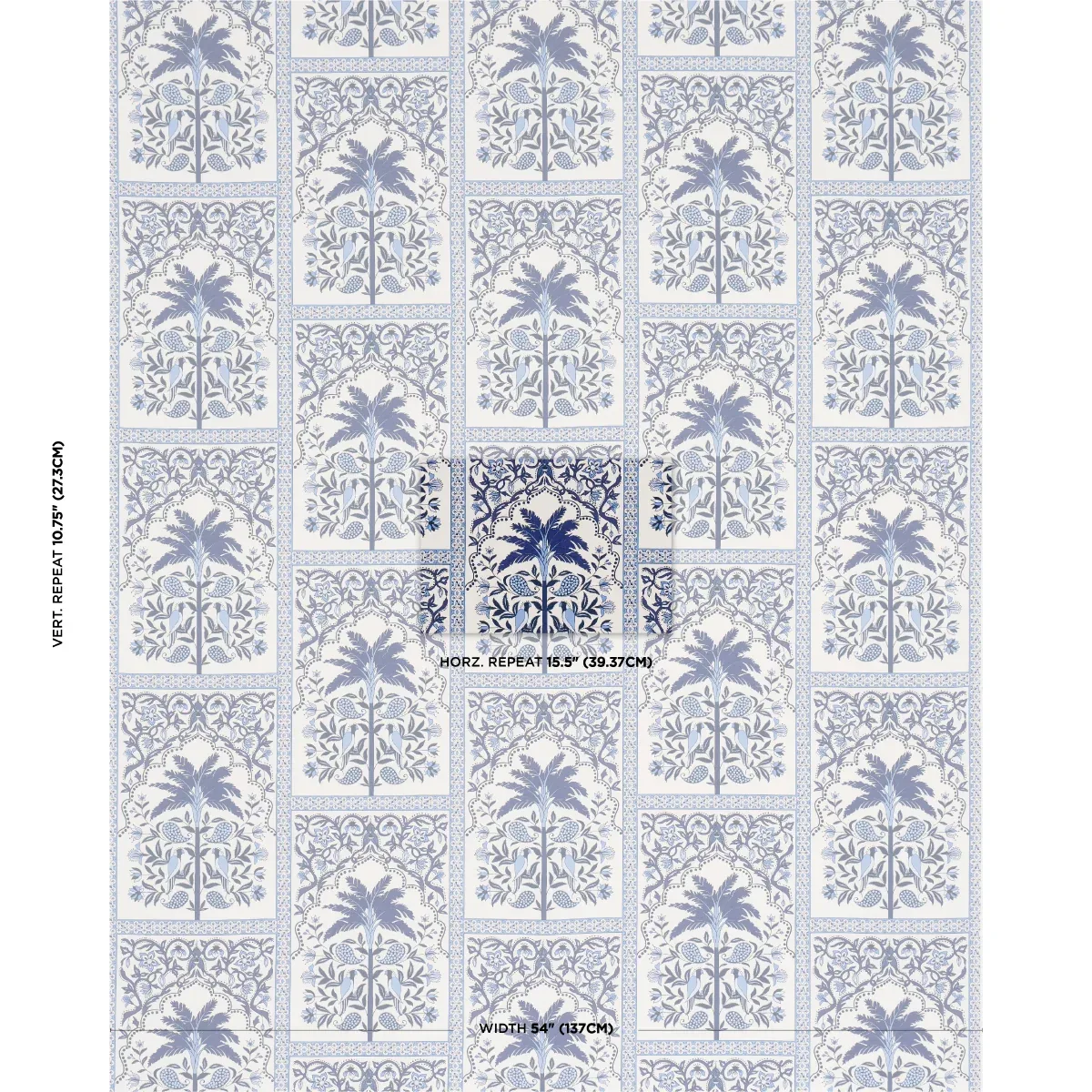 AMAZONAS MYSTIQUE Fabric – TROPICAL SHADES OF BLUE | Schumac AMAZONAS MYSTIQUE fabric TROPICAL SHADES OF BLUE color by Schumacher