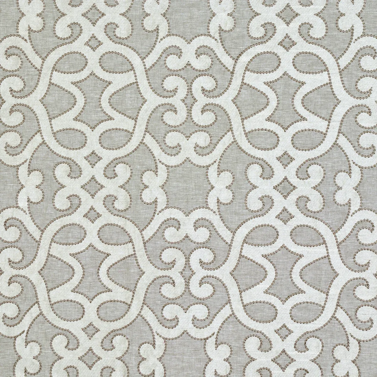 AMBOISE LINEN EMBROIDERY fabric OYSTER color by Schumacher