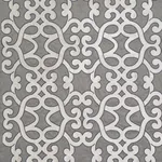 AMBOISE LINEN EMBROIDERY Fabric – ZINC | Schumacher | Wallpa AMBOISE LINEN EMBROIDERY fabric ZINC color by Schumacher