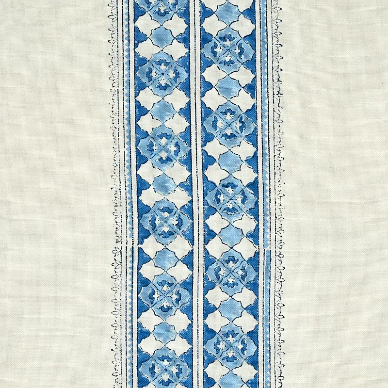 AMIRA HAND BLOCKED PRINT fabric INDIGO color by Schumacher