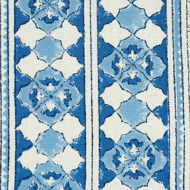 AMIRA HAND BLOCKED PRINT fabric INDIGO color by Schumacher